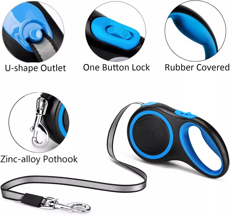 Retractable Dog Lead Extendable Training Dog Leash Pet Leads 3 Sizes 3m 5m 8m